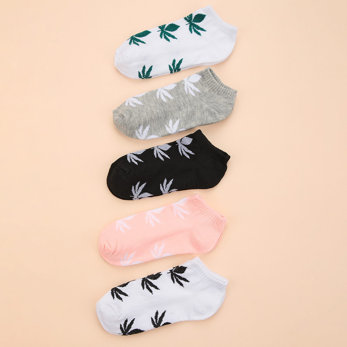 

Leaf Pattern Cotton Slim Fit Breathable Adult Socks for Men and Women