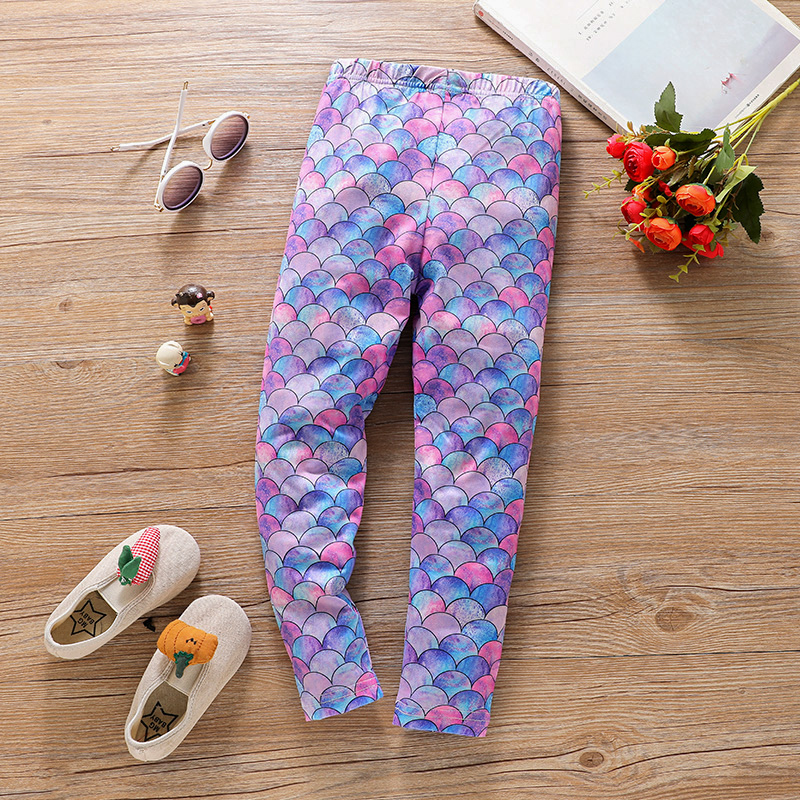 

Toddler Girl Mermaid Print Elasticized Leggings
