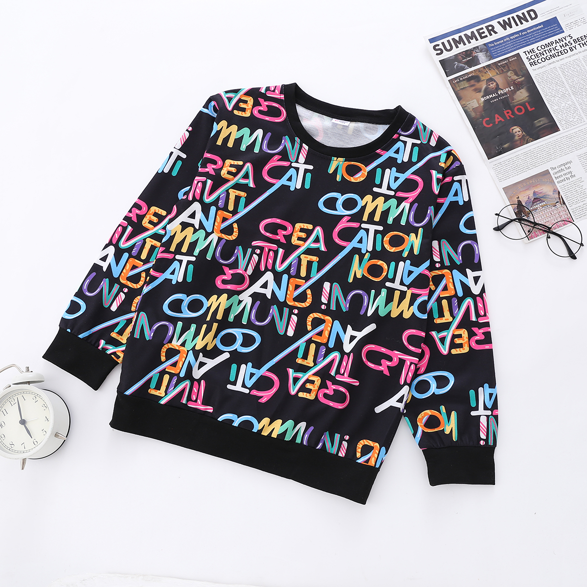 

Kid Boy Letter Print Casual Pullover Sweatshirt