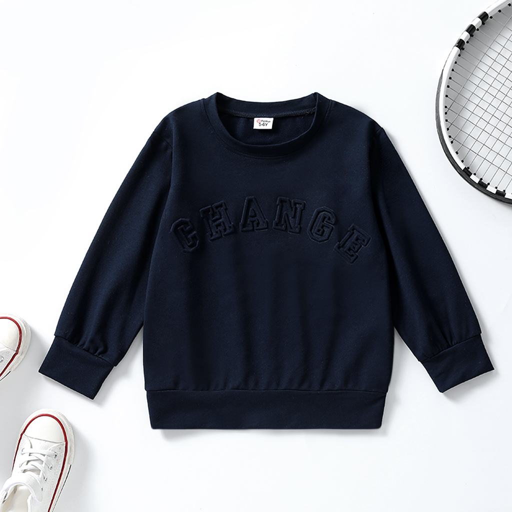 

Kid Boy Letter Embroidered Casual Pullover Sweatshirt
