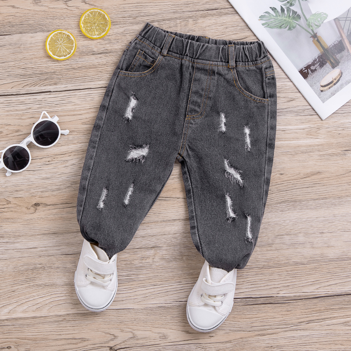 

Baby Boy/Girl Grey Denim Ripped Jeans