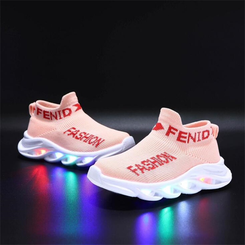 

Toddler / Kid Letter Graphic LED Sock Sneakers