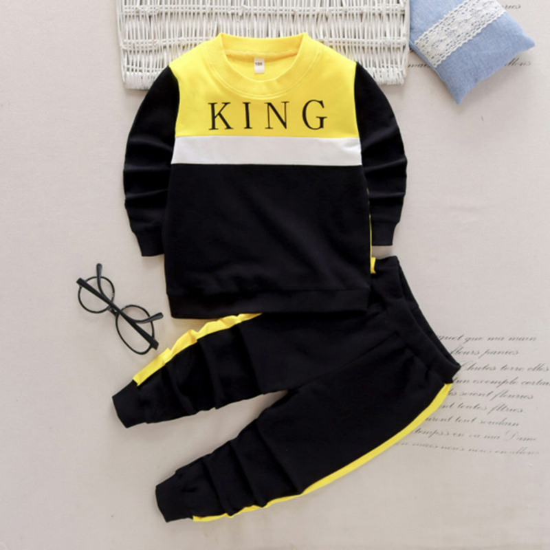 

2-piece Toddler Boy Letter Print Colorblock Pullover Sweatshirt and Elasticized Pants Set