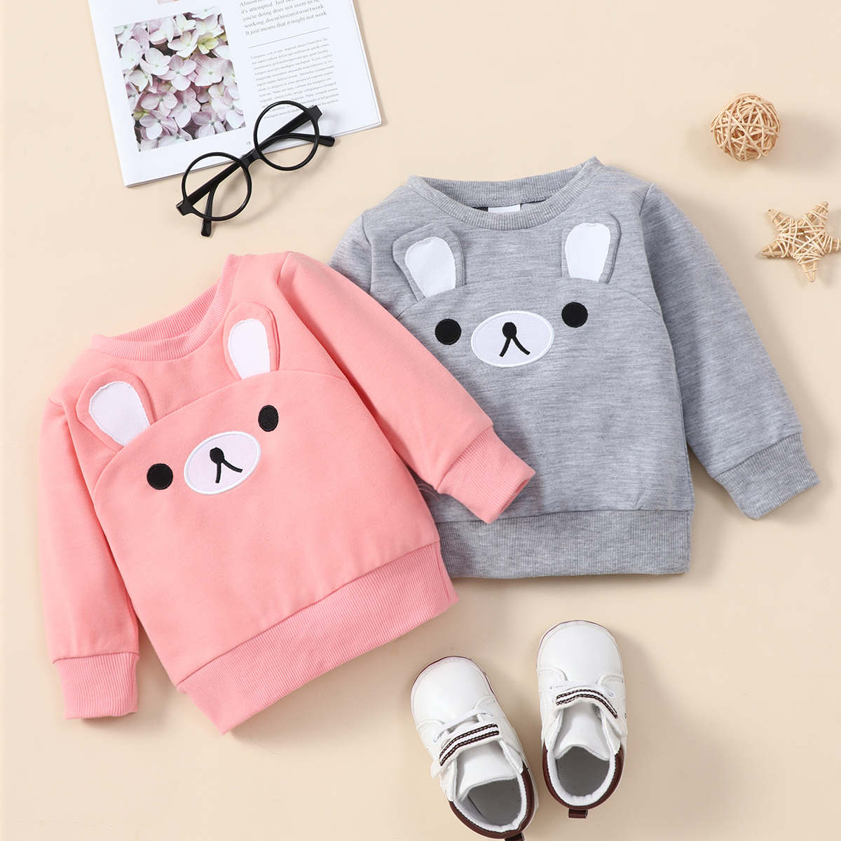 

Baby Boy/Girl Cartoon Bear Pattern 3D Ears Long-sleeve Pullover Sweatshirt