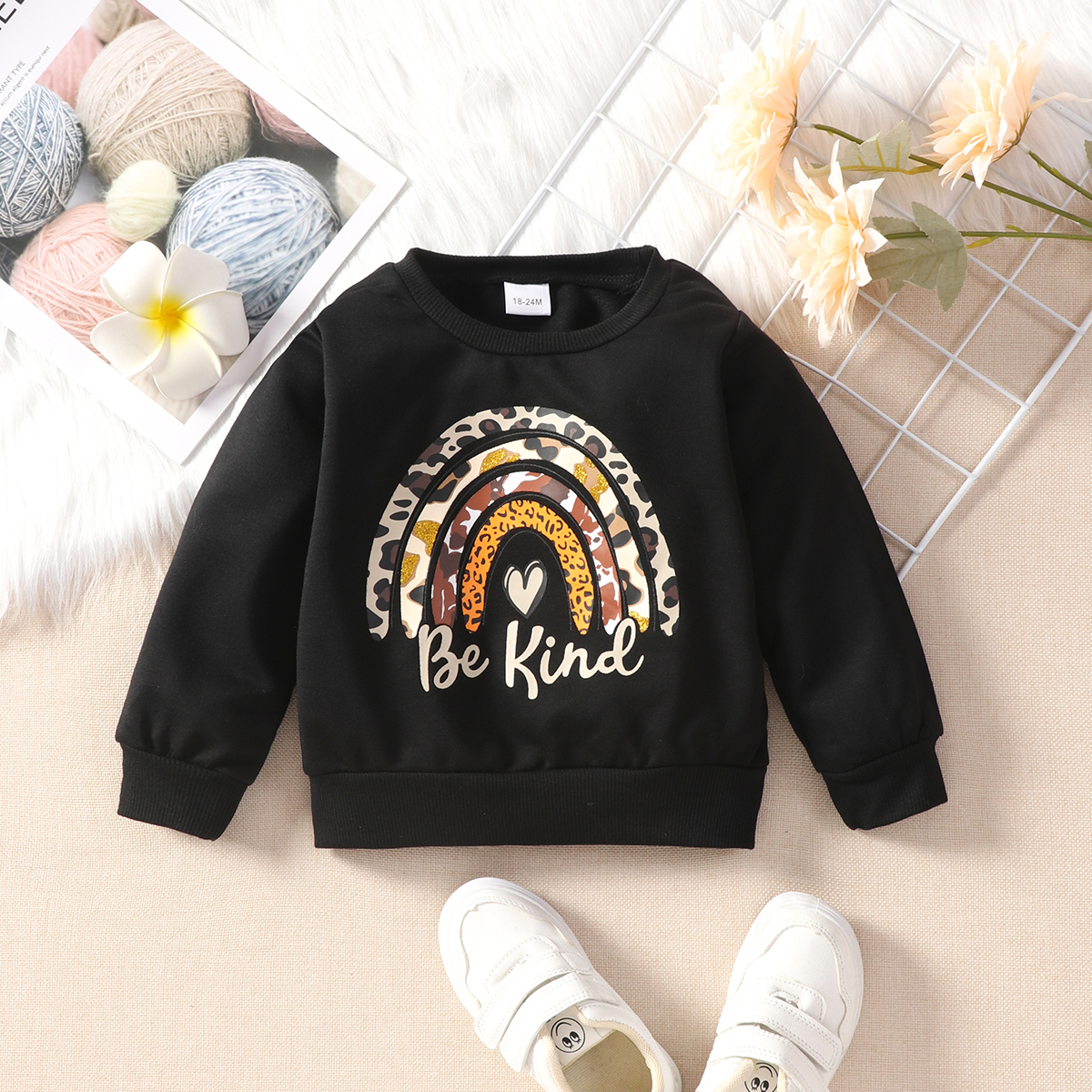 

Toddler Boy Rainbow Print Black Pullover Sweatshirt