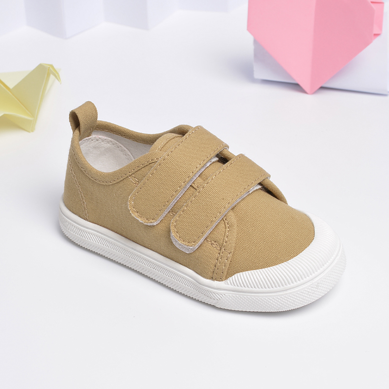 

Toddler / Kid Dual Velcro Simple Yellow Canvas Shoes