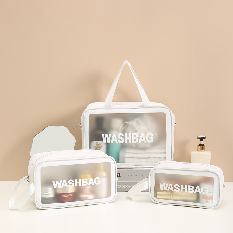 

1pc/2pcs Women Large Capacity Transparent Cosmetic Bag Portable Travel Storage Bag Waterproof Makeup Bag Organizer Box
