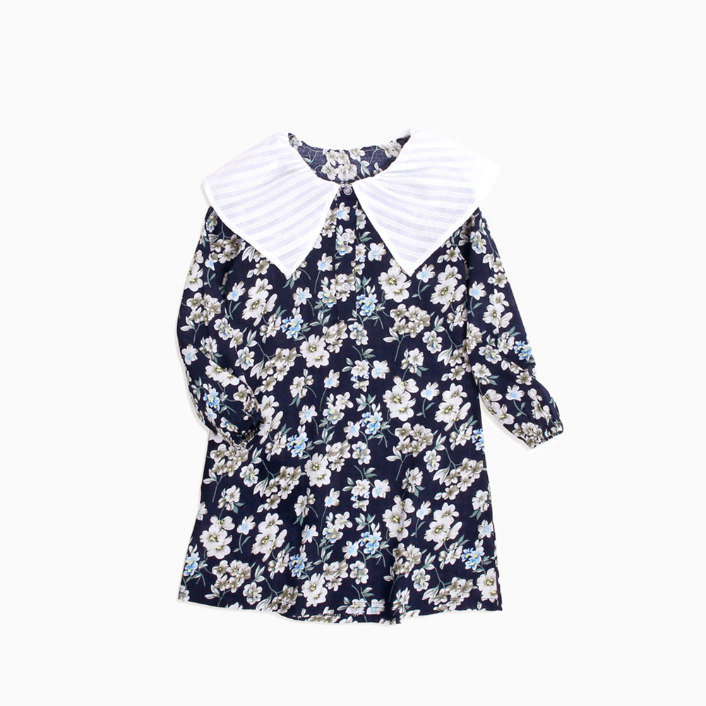 

Beautiful Floral Ruffled-collar Long Sleeves Dress for Girls