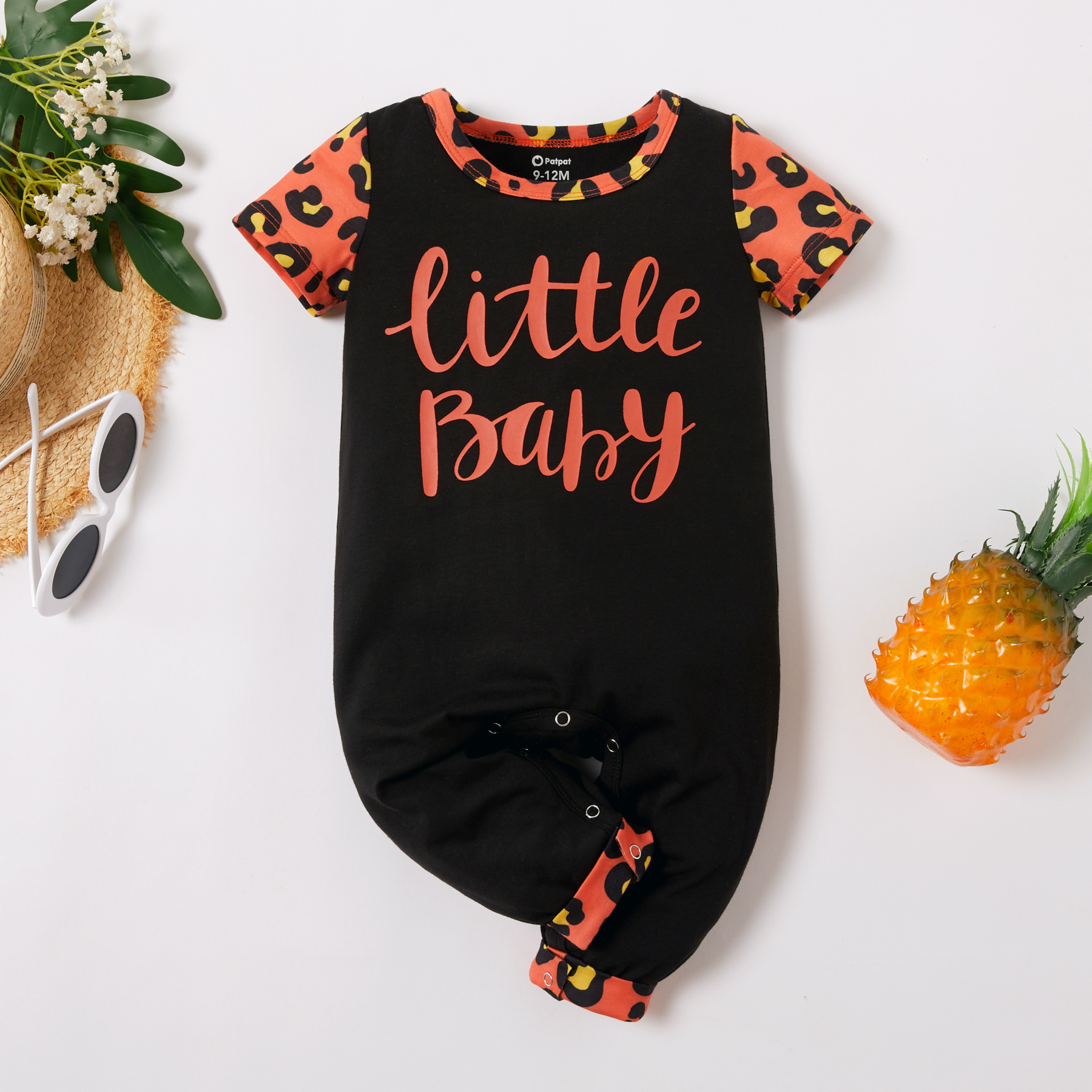 

Baby Letter LITTLE BABY Print Leopard Jumpsuits