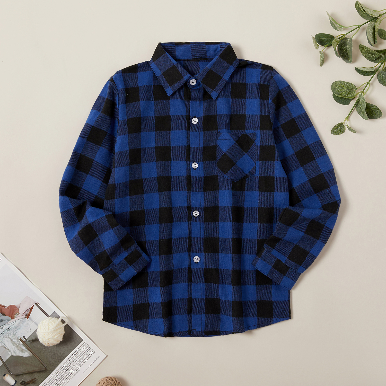 

Casual Colorblock Plaid Shirts for Kids