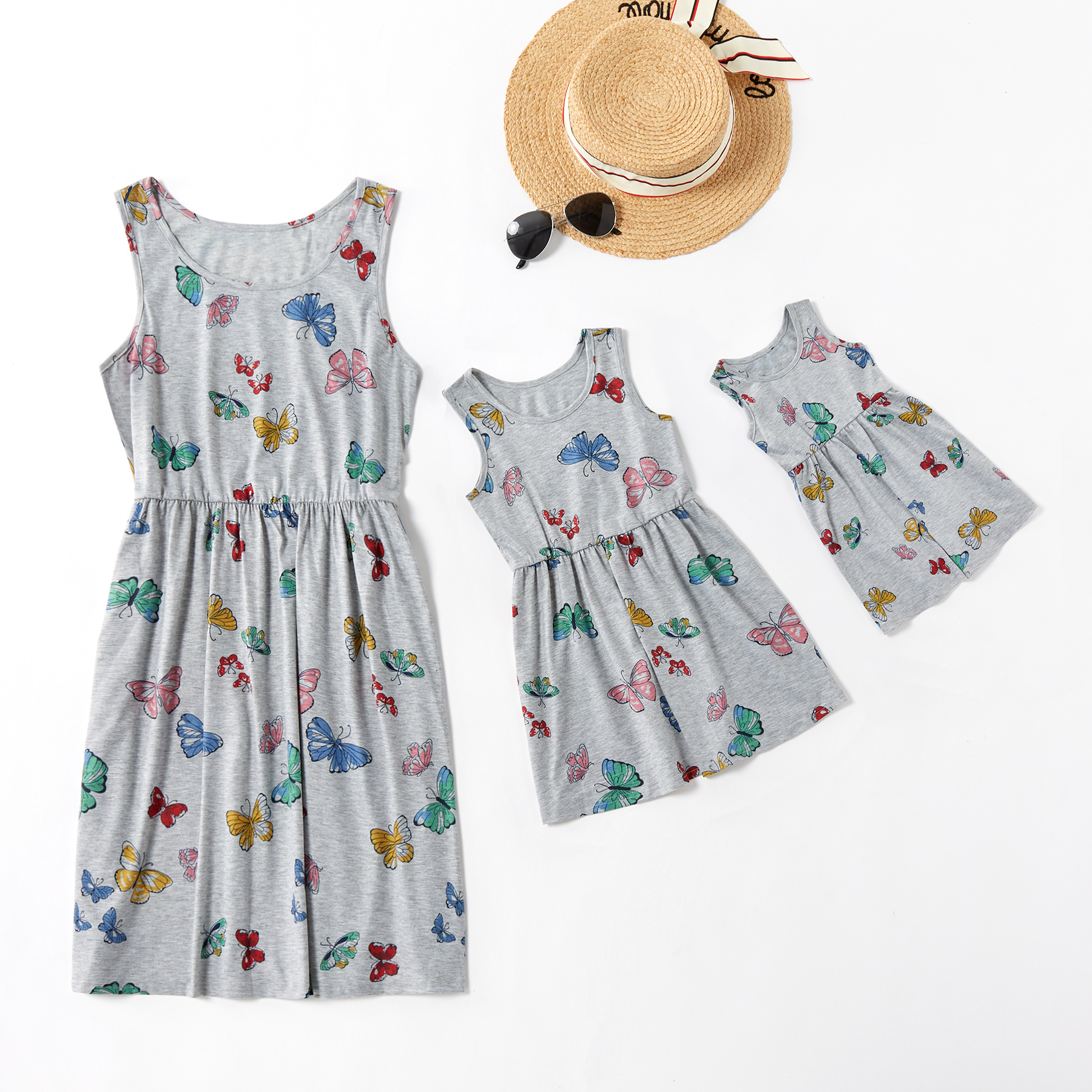 

Colorful Butterfly Print Tank Dresses for Mommy and Me