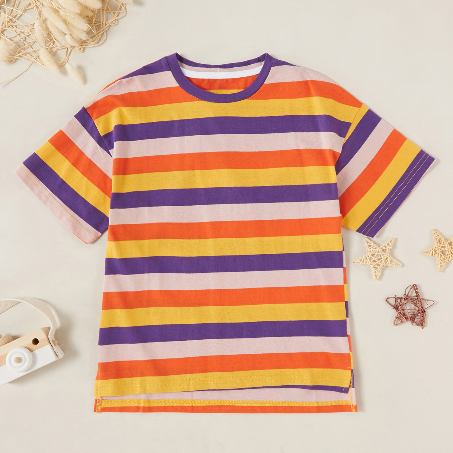 

Fashionable Striped Short-sleeve Tee