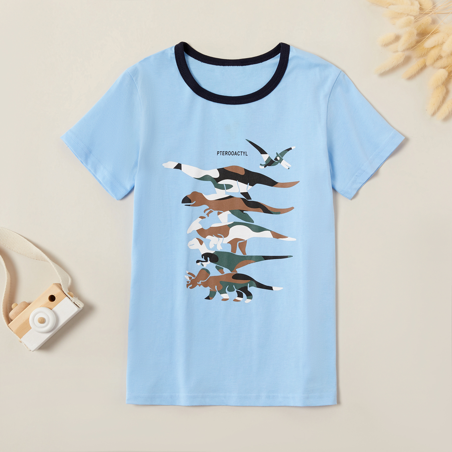 

Kids Boy Camouflage Dinosaur Print Tee