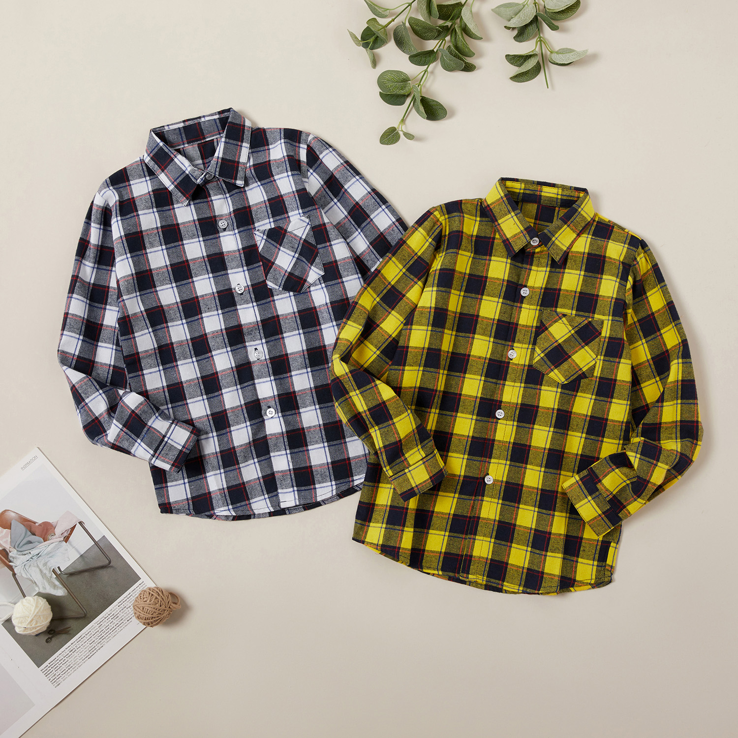 

Casual Colorblock Plaid Shirts for Kids