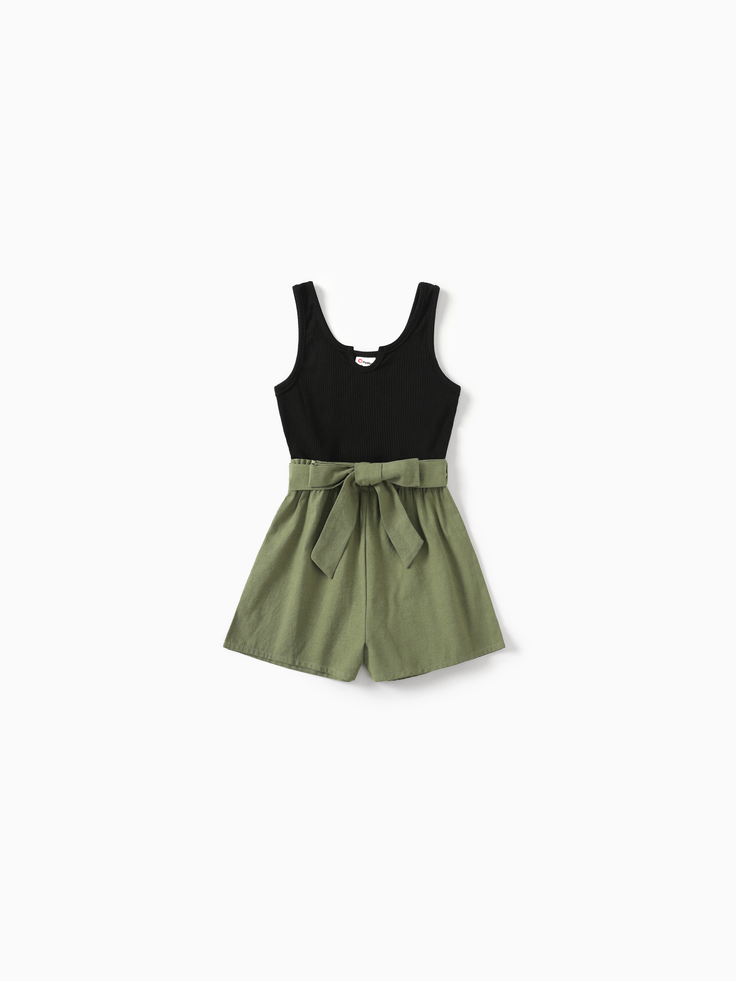 新品未使用baybee  shoulder ribbon salopette Regina Stitched Top Bow Tie Shoulder Strap Jumpsuit